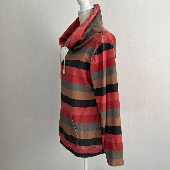 Ampersand Ave Striped Funnel Neck Pullover With Kangaroo Pocket XS - Picture 5 of 10